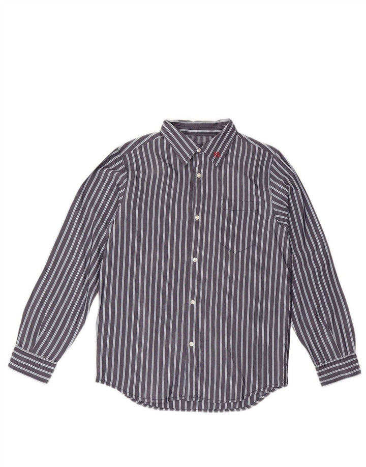 REPLAY AND SONS Boys Shirt 11-12 Years Medium Navy Blue Striped Cupro