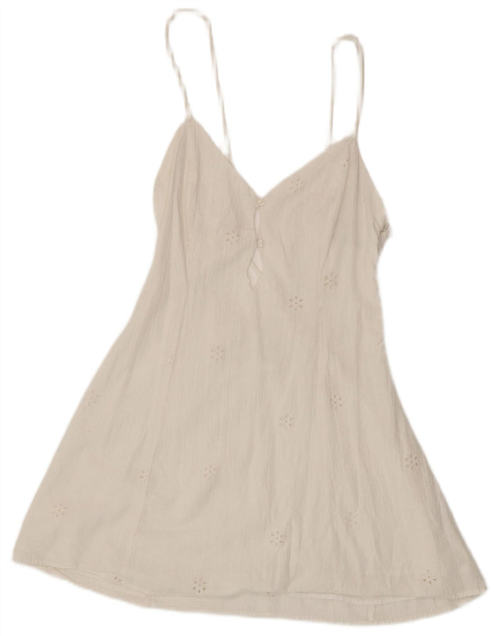ZARA Prendisole da Donna UK 12 Cotone Floreale Bianco Medio