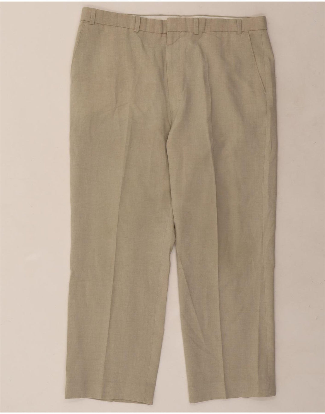 Pantaloni chino dritti da uomo Marks & Spencer W38 L27 poliestere beige