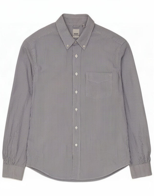 Aspesi Mens Shirt Size 43 17 XL Blue Pinstripe Cotton