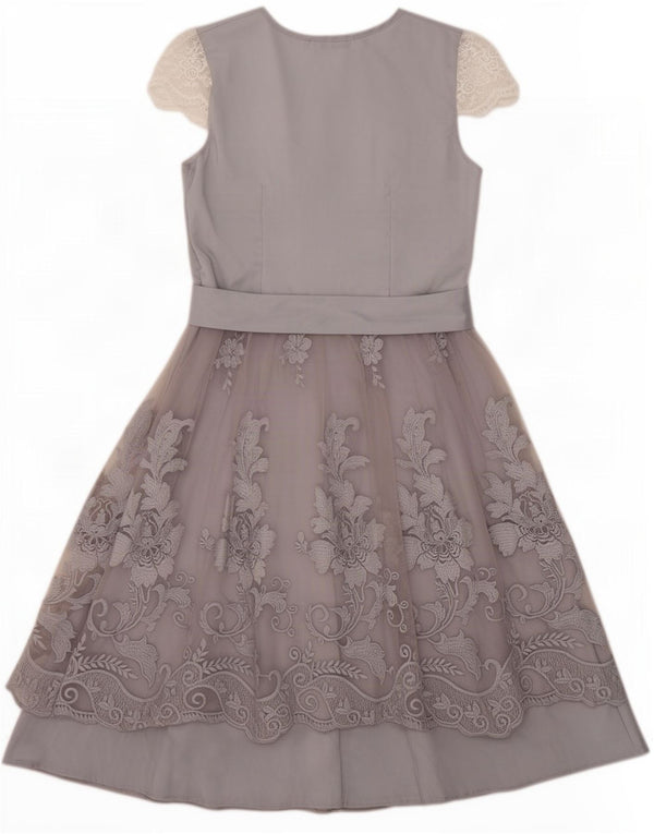 Abito a trapezio in pizzo da donna Misslook UK 10 Piccolo cotone floreale grigio