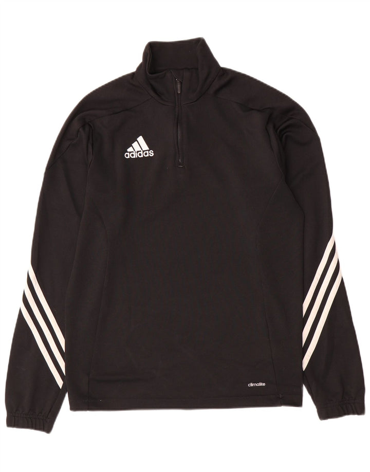 ADIDAS Maglia da ginnastica da uomo Climalite con zip e collo, piccola, nera