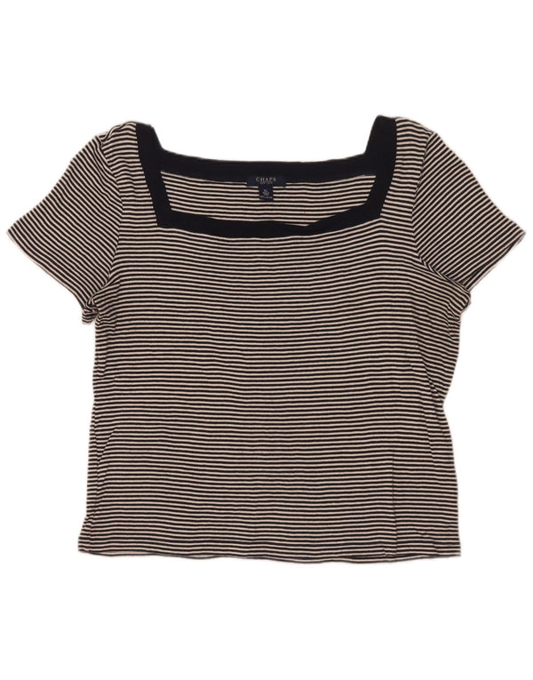 T-shirt da donna Chaps Top UK 18 XL cotone gessato nero
