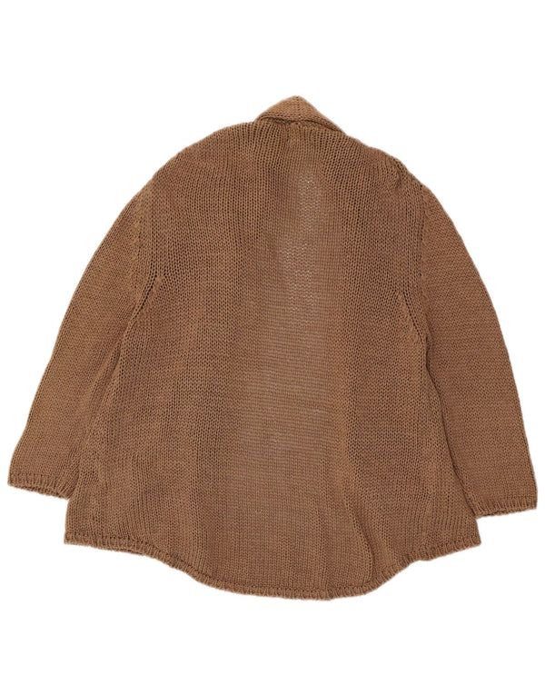 MASSIMO DUTTI Maglione cardigan aperto da donna UK 18 XL cotone marrone