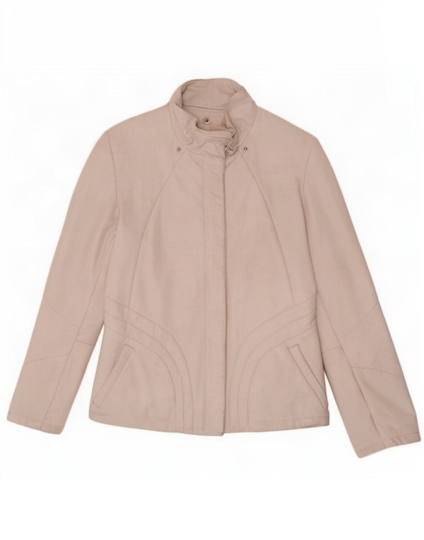 Giacca in pelle vintage da donna IT 44 bianca media