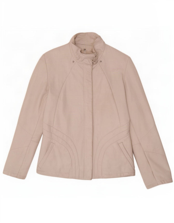 Giacca in pelle vintage da donna IT 44 bianca media