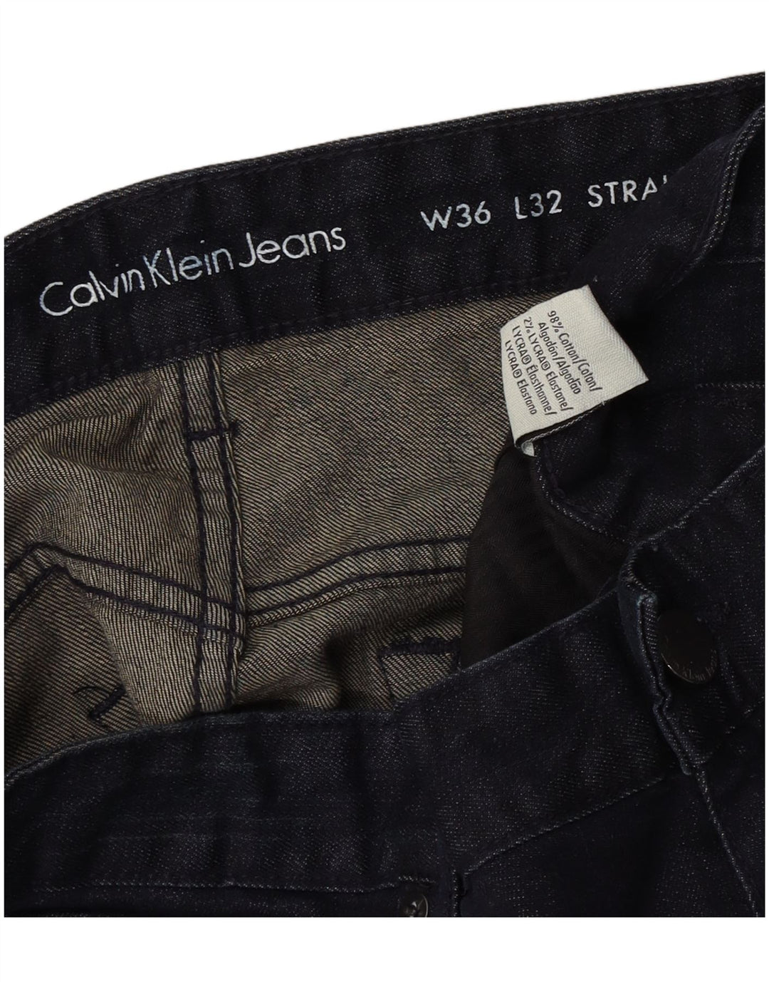 Jeans dritti da uomo Calvin Klein W36 L32 cotone blu navy