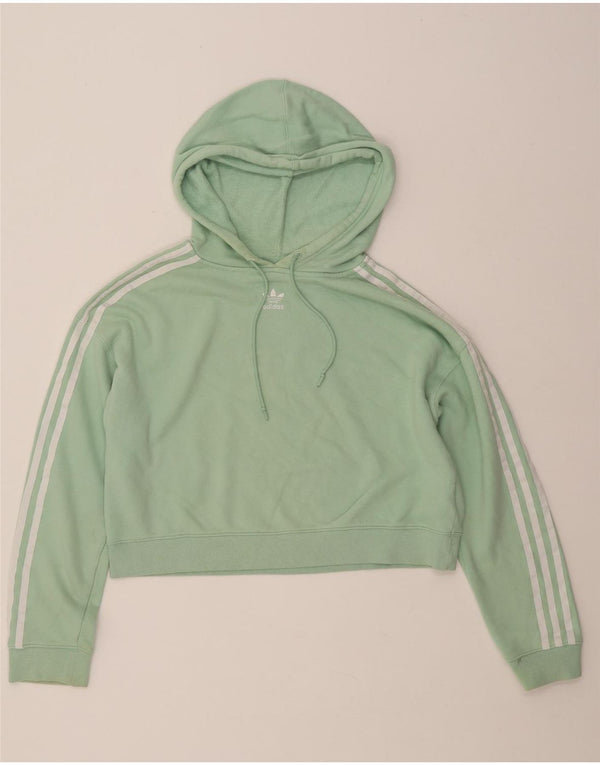 Maglione corto con cappuccio oversize da donna ADIDAS UK 8 piccolo cotone verde