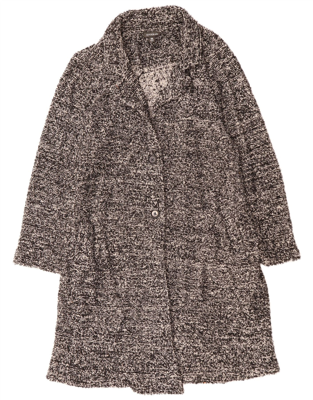 MARKS & SPENCER Cappotto oversize autografo da donna UK 18 XL Grigio chiazzato