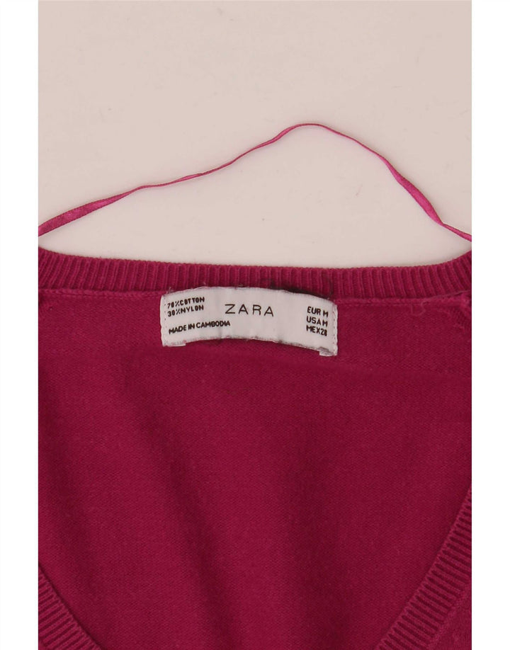 Maglione con scollo a V da donna Zara UK 12 Rosa medio