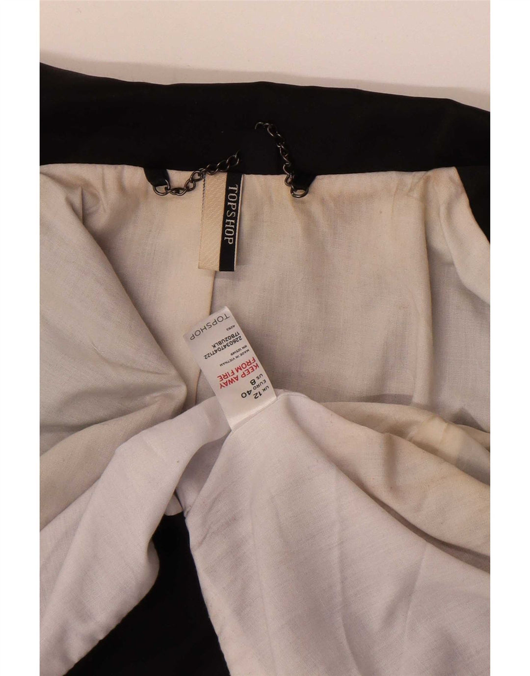 Giacca blazer da donna con maniche a 3/4 Topshop UK 12 media nera