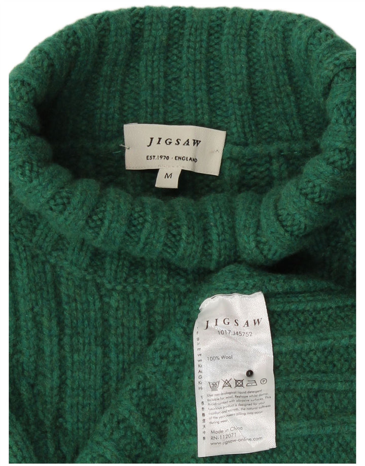 Maglione maglione da donna con collo alto Jigsaw UK 14 Lana verde medio