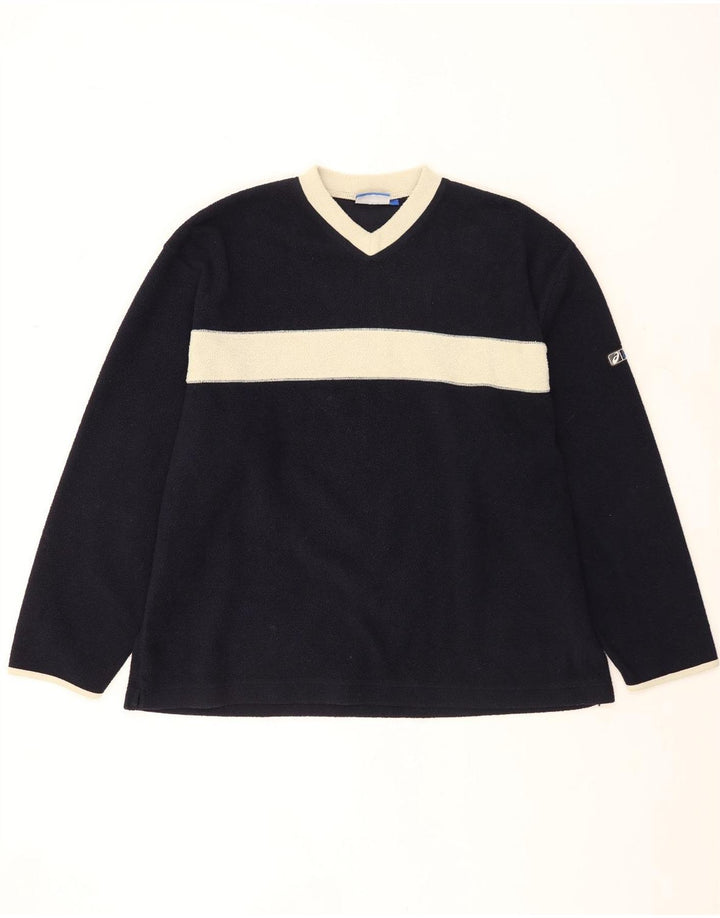 Maglione in pile da uomo Asics 2XL Blu navy in poliestere color block