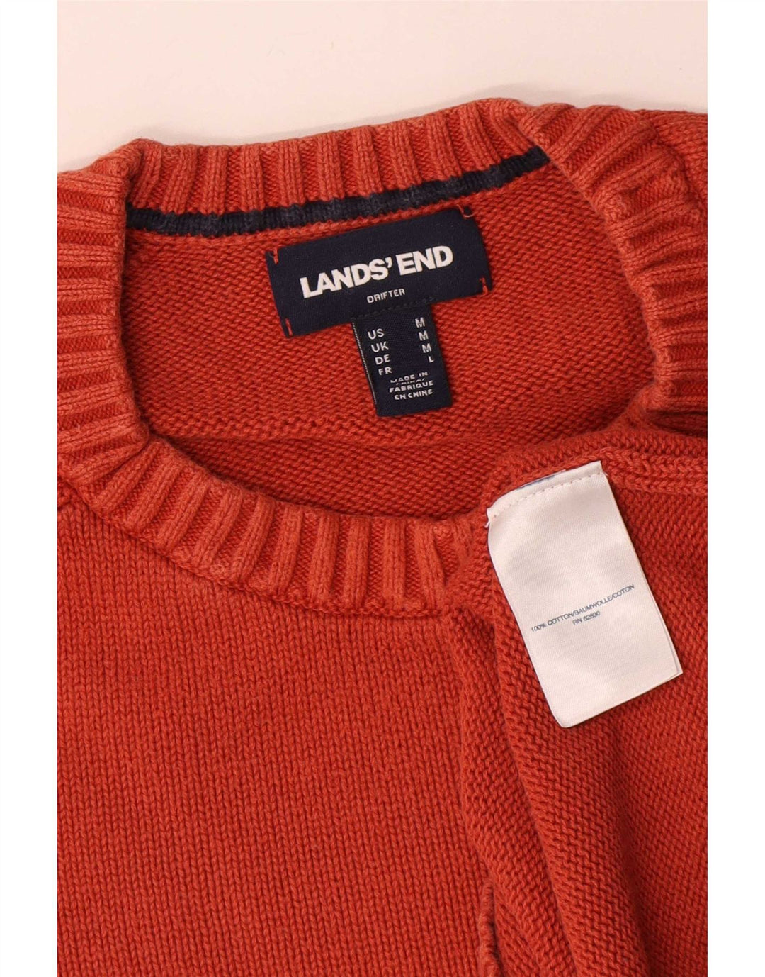 Maglione maglione girocollo da uomo Lands End in cotone arancione medio