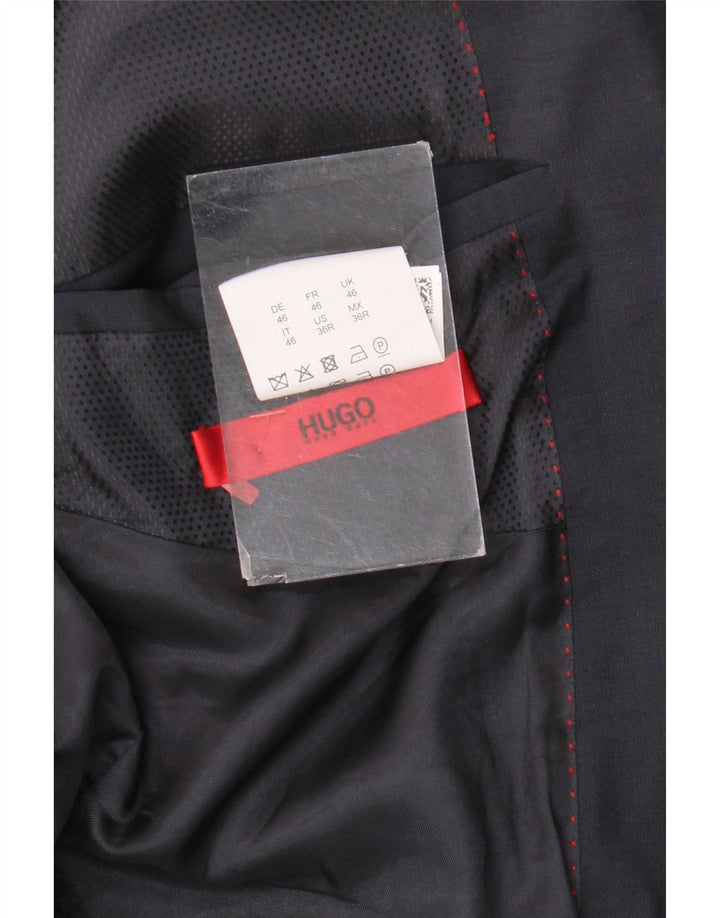 Giacca blazer da uomo a 2 bottoni Hugo Boss EU 46 piccola lana vergine blu navy