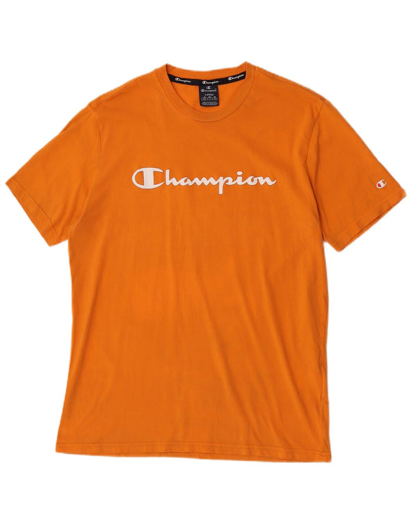 T-shirt grafica da uomo Champion Top Large in cotone arancione