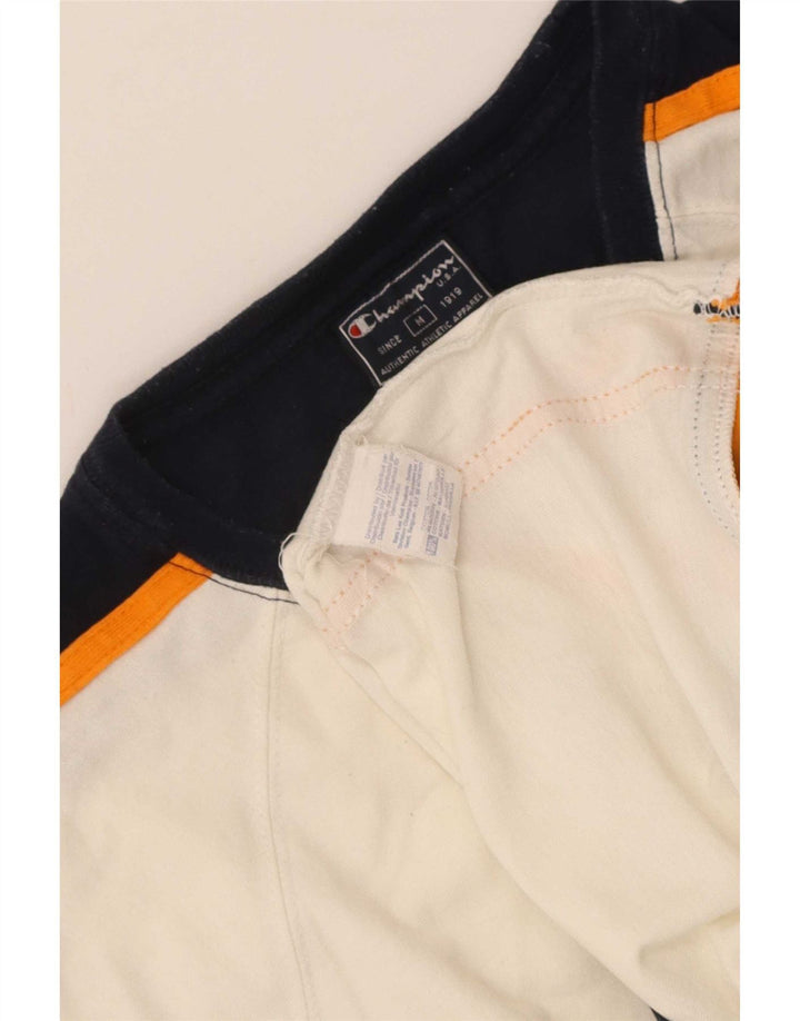 T-shirt da uomo Champion Top in cotone color block bianco medio
