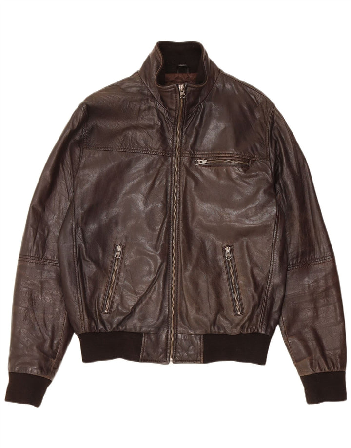 Giubbotto bomber da uomo in pelle On Spirit IT 48 in pelle marrone medio