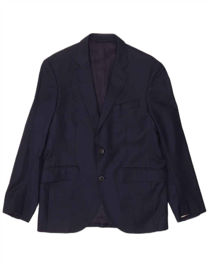 Giacca blazer da uomo a 2 bottoni Hackett UK 40 grande in lana blu navy