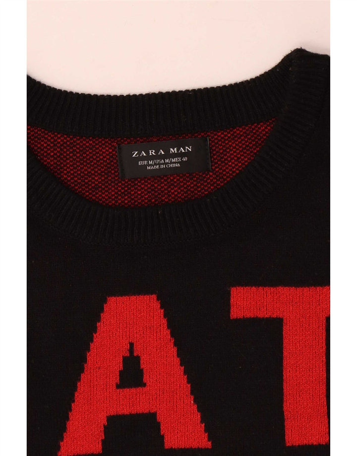 Maglione girocollo grafico da uomo Zara in nylon color block rosso medio