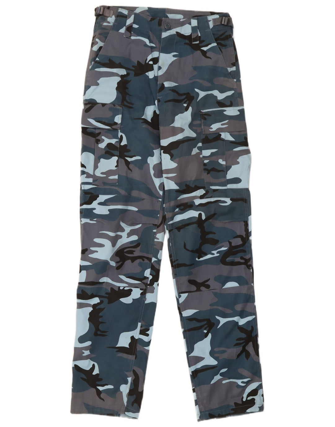 Pantaloni cargo vintage da uomo vestibilità regolare W30 L32 poliestere mimetico blu