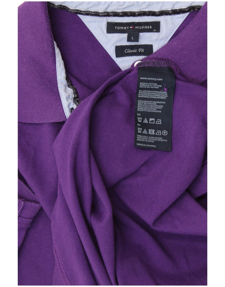 TOMMY HILFIGER Polo da donna vestibilità classica UK 14 grande cotone viola