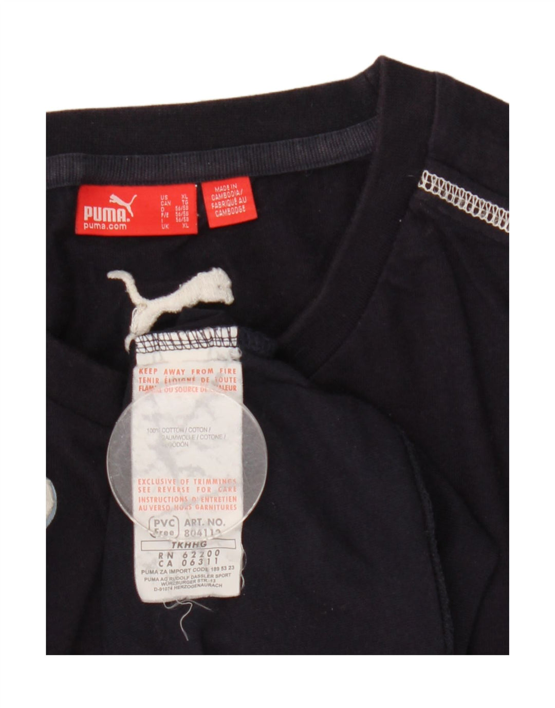 Puma Maglietta grafica da uomo a maniche lunghe XL in cotone blu navy