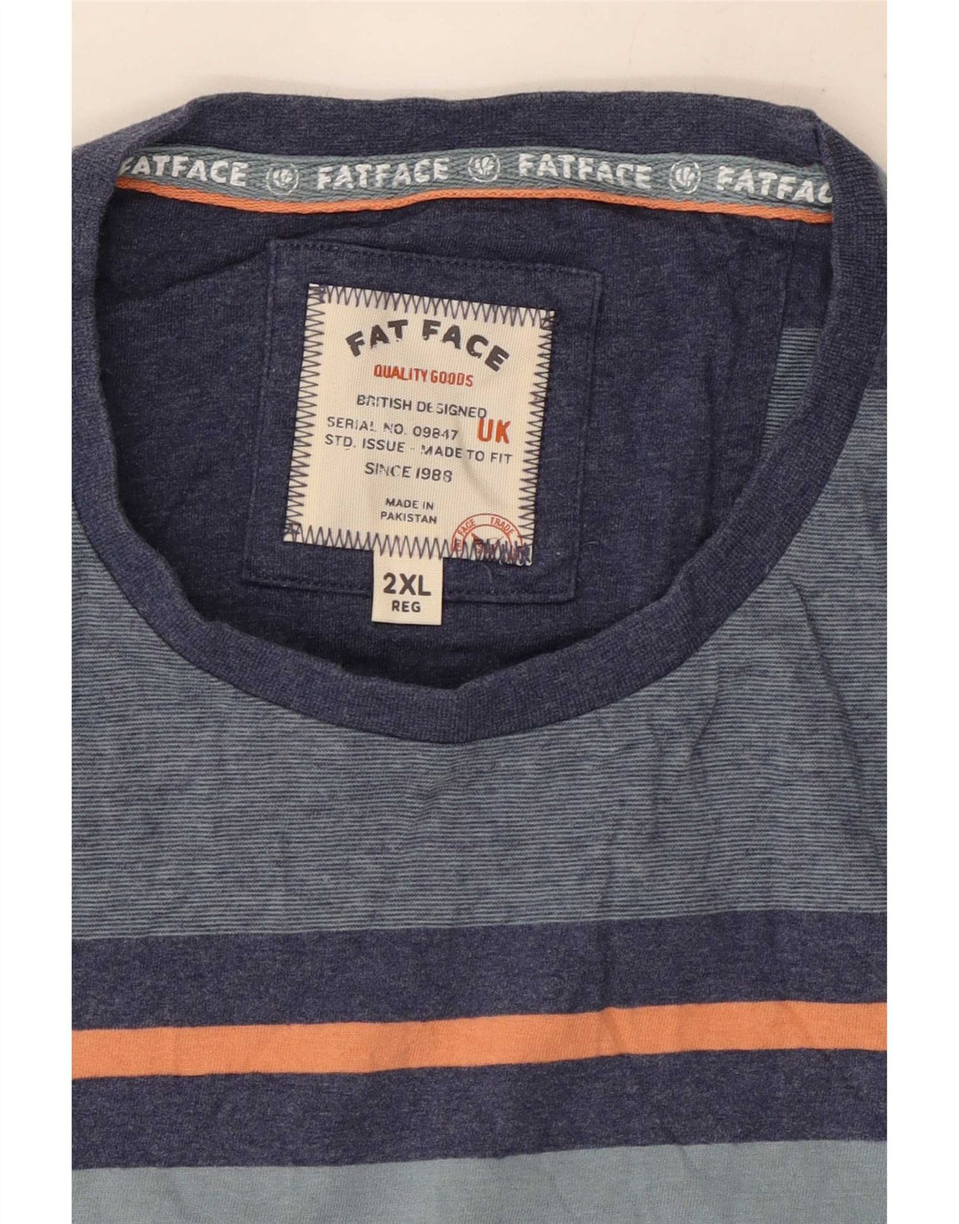 Maglietta da uomo Fat Face Top 2XL a righe blu