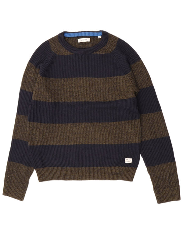 Maglione maglione girocollo da uomo Jack & Jones piccolo acrilico a strisce blu navy