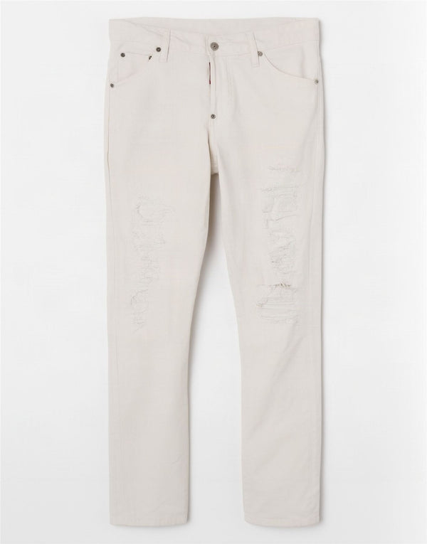 Jeans slim invecchiati da uomo Dsquared2 W36 L28 cotone bianco