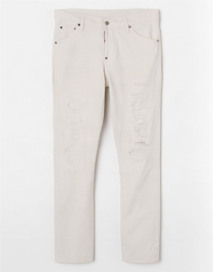 Jeans slim invecchiati da uomo Dsquared2 W36 L28 cotone bianco