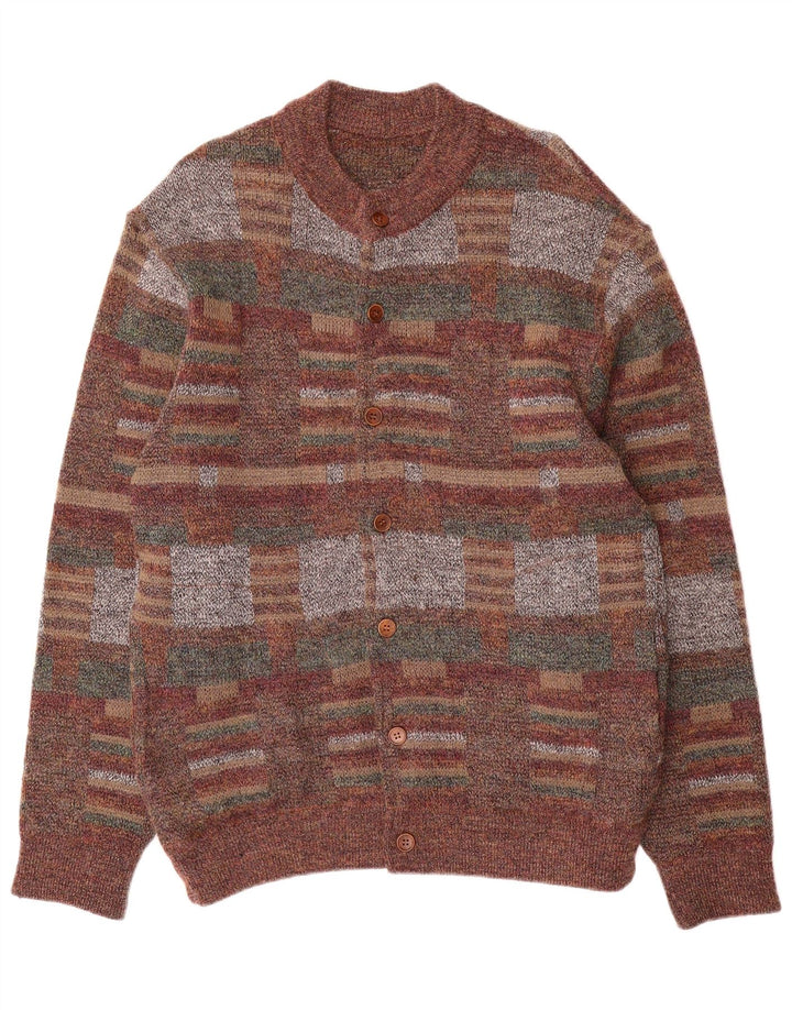 Maglione cardigan da uomo vintage geometrico medio multicolore