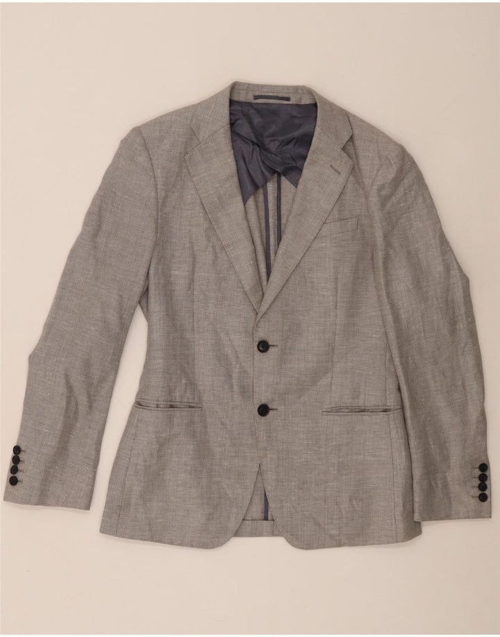 Giacca blazer da uomo a 2 bottoni Reiss UK 38 lana grigio medio