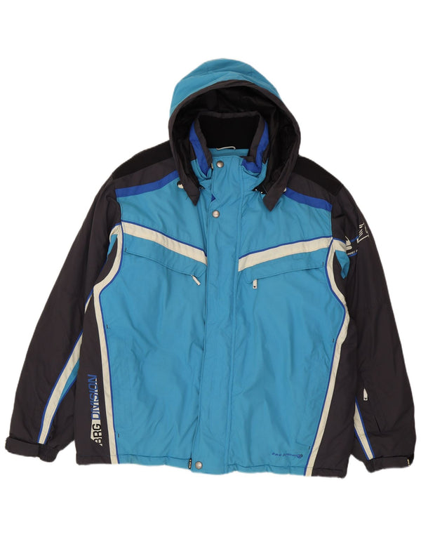 Giacca da sci con cappuccio grafico da uomo BRUGI UK 44 2XL Poliammide color block blu