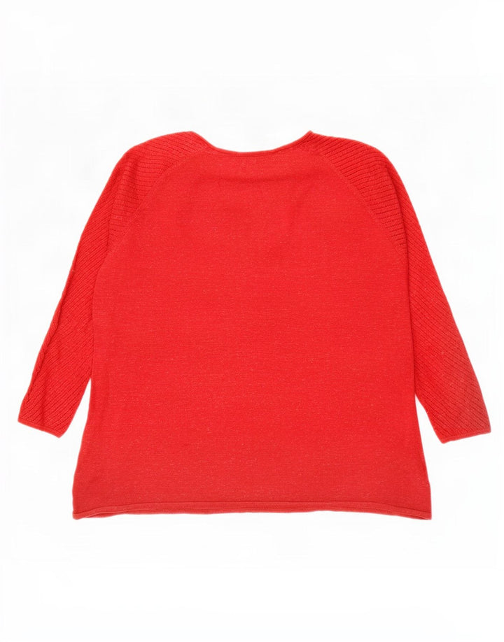 Fat Face Top oversize da donna manica 3/4 UK 10 piccolo cotone rosso