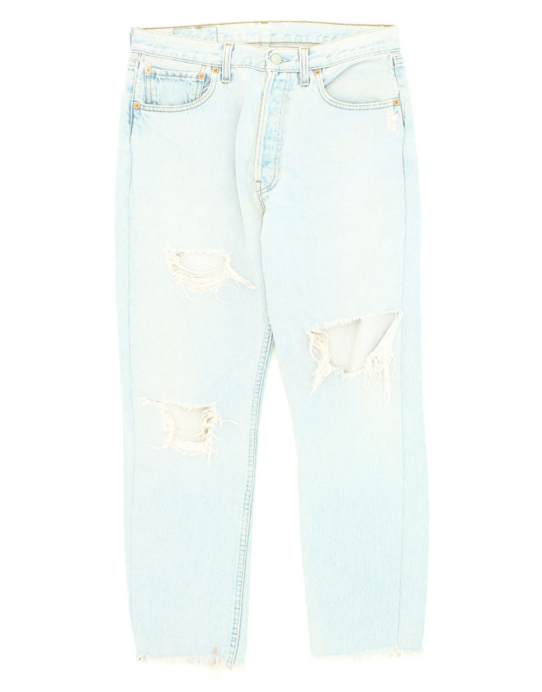 LEVI'S Womens Vintage Distressed Straight Jeans W32 L26 Blue Cotton Vintage Levi's and Second-Hand Levi's from Messina Hembry 