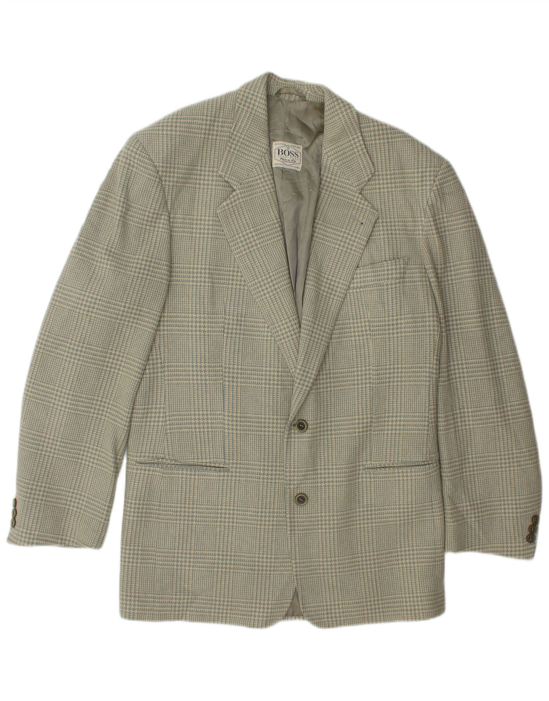 Giacca blazer da uomo a 2 bottoni Hugo Boss UK 38 lana a quadri verde medio