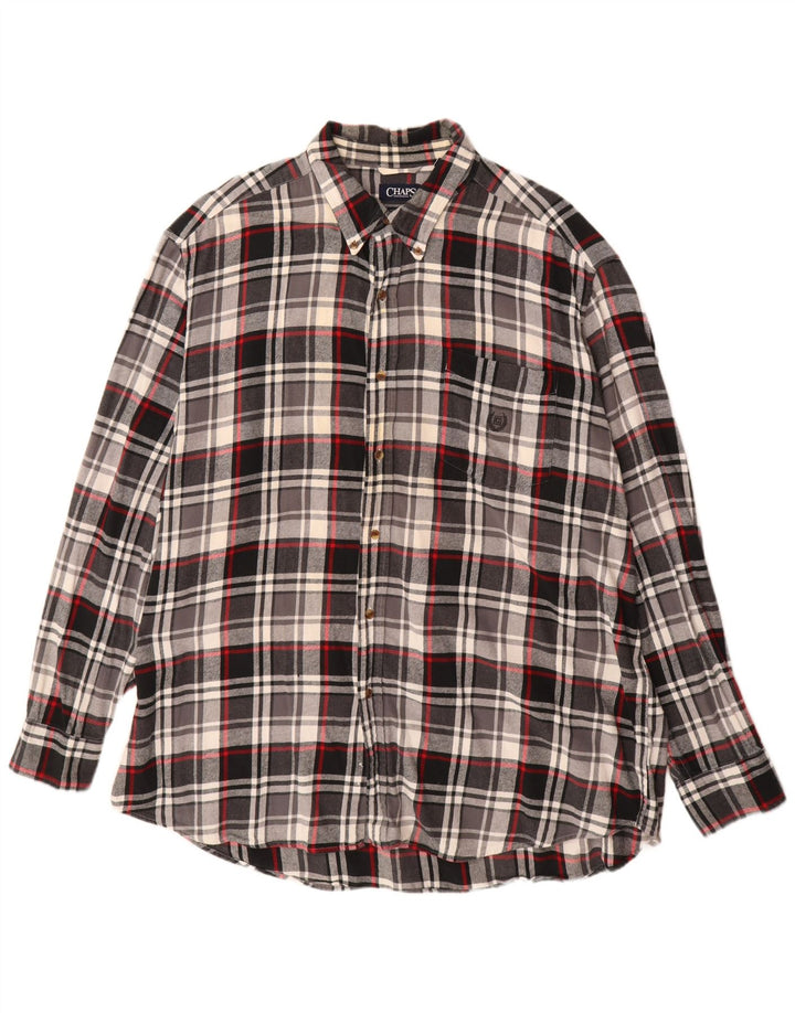 Chaps Camicia da uomo in flanella grande 2XL Cotone a quadri nero
