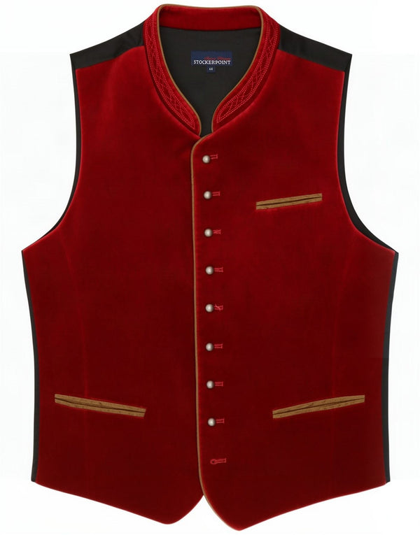 Stockerpoint Gilet da uomo in velluto EU 46 piccolo rosso cotone classico
