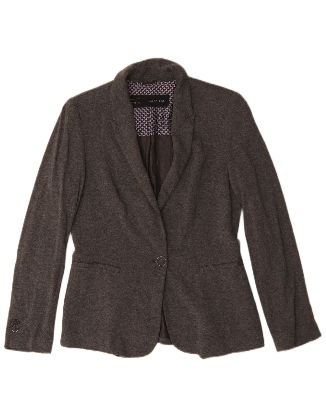 Giacca blazer a 1 bottone da donna Zara UK 14 acetato grigio medio