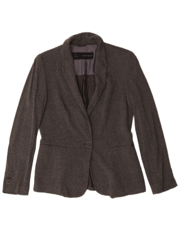 Giacca blazer a 1 bottone da donna Zara UK 14 acetato grigio medio