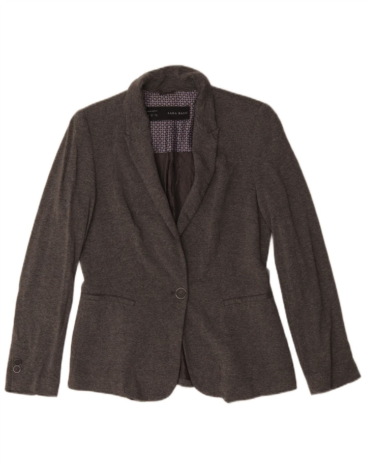Giacca blazer a 1 bottone da donna Zara UK 14 acetato grigio medio