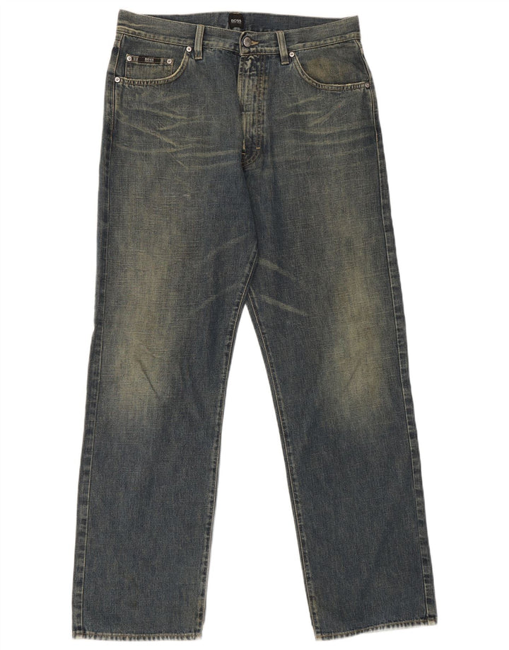 Jeans dritti da uomo Hugo Boss W34 L32 cotone blu