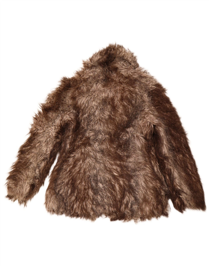 OASIS Giacca da donna in pelliccia sintetica UK 10 Piccolo acrilico a strisce marroni