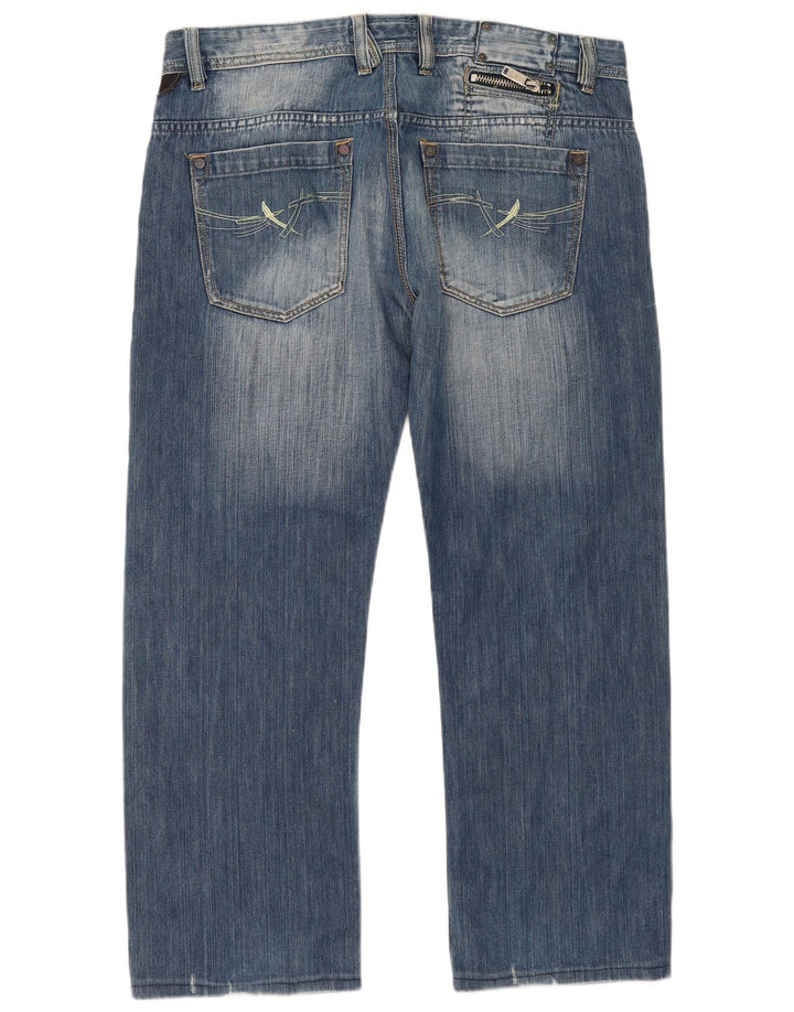 Jeans dritti da uomo vintage W40 L30 in cotone blu