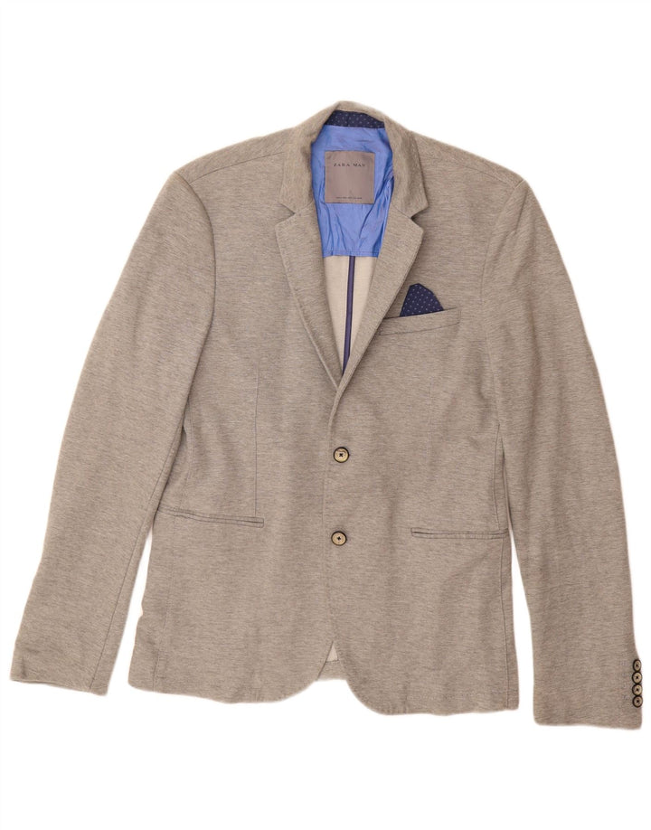 Giacca blazer a 2 bottoni da uomo Zara EU 50 in cotone grigio medio