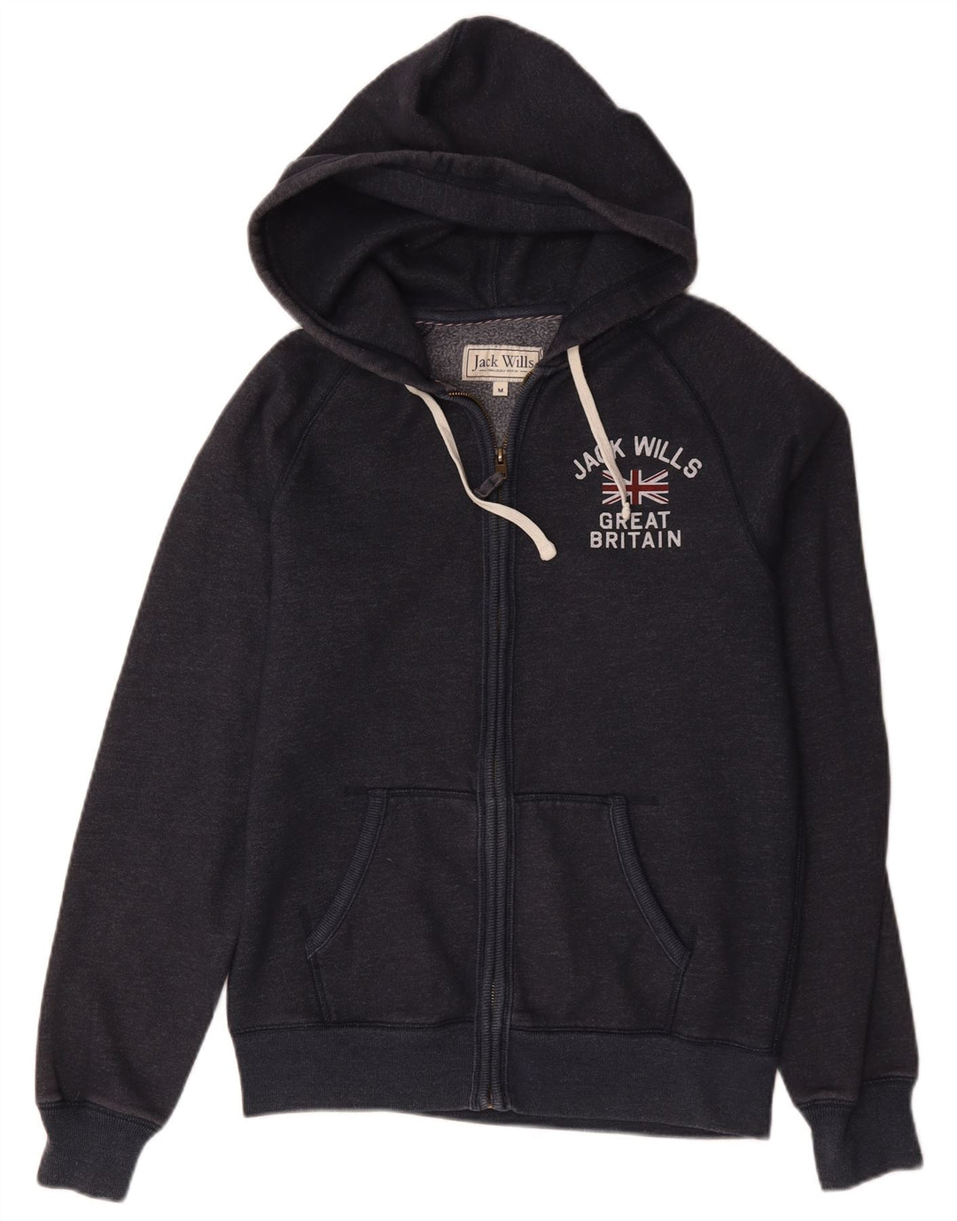 Maglione con cappuccio con zip grafica da uomo Jack Wills in cotone blu navy medio