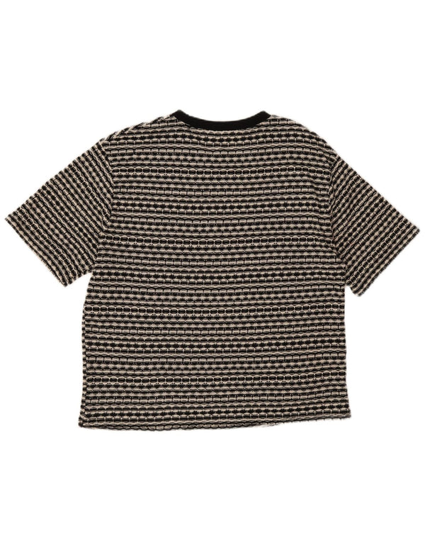 Maglione Zara da uomo a maniche corte con scollo a barca UK 16 Large Black Striped