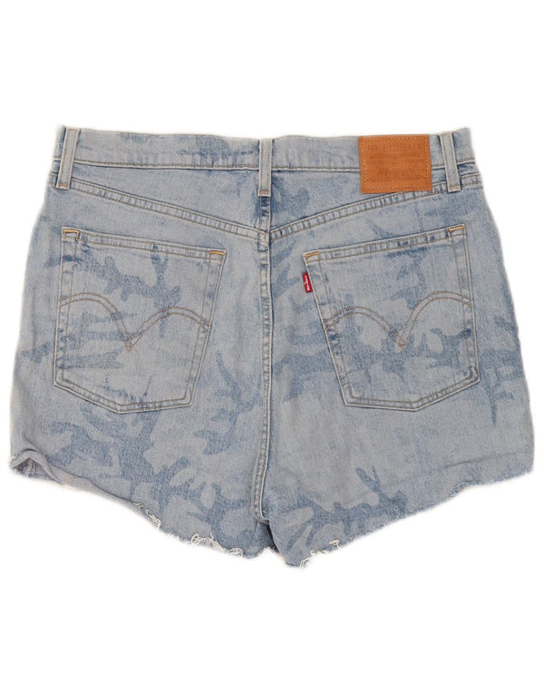 Pantaloncini di jeans a vita alta Ribcage da donna Levi's W32 Large Blue Camouflage