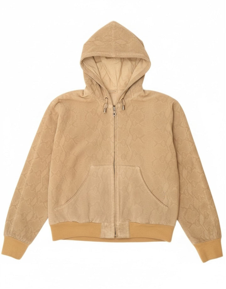 Donna Pelle Bomber con cappuccio da donna IT 42 Beige medio Stampa animalier